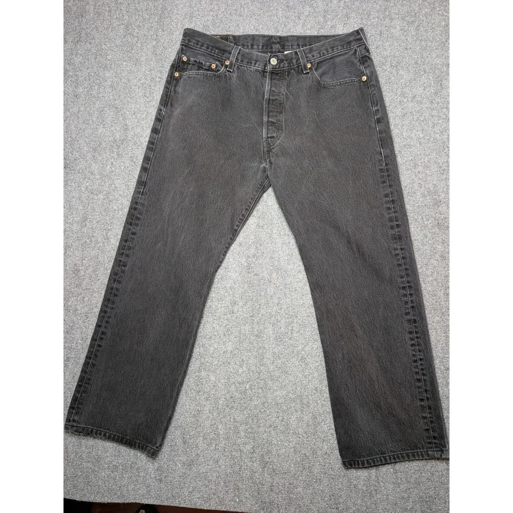 Levis 501 Jeans Men's Size 36x29 Black Denim Full Button Fly‎ Levi Straight Leg
